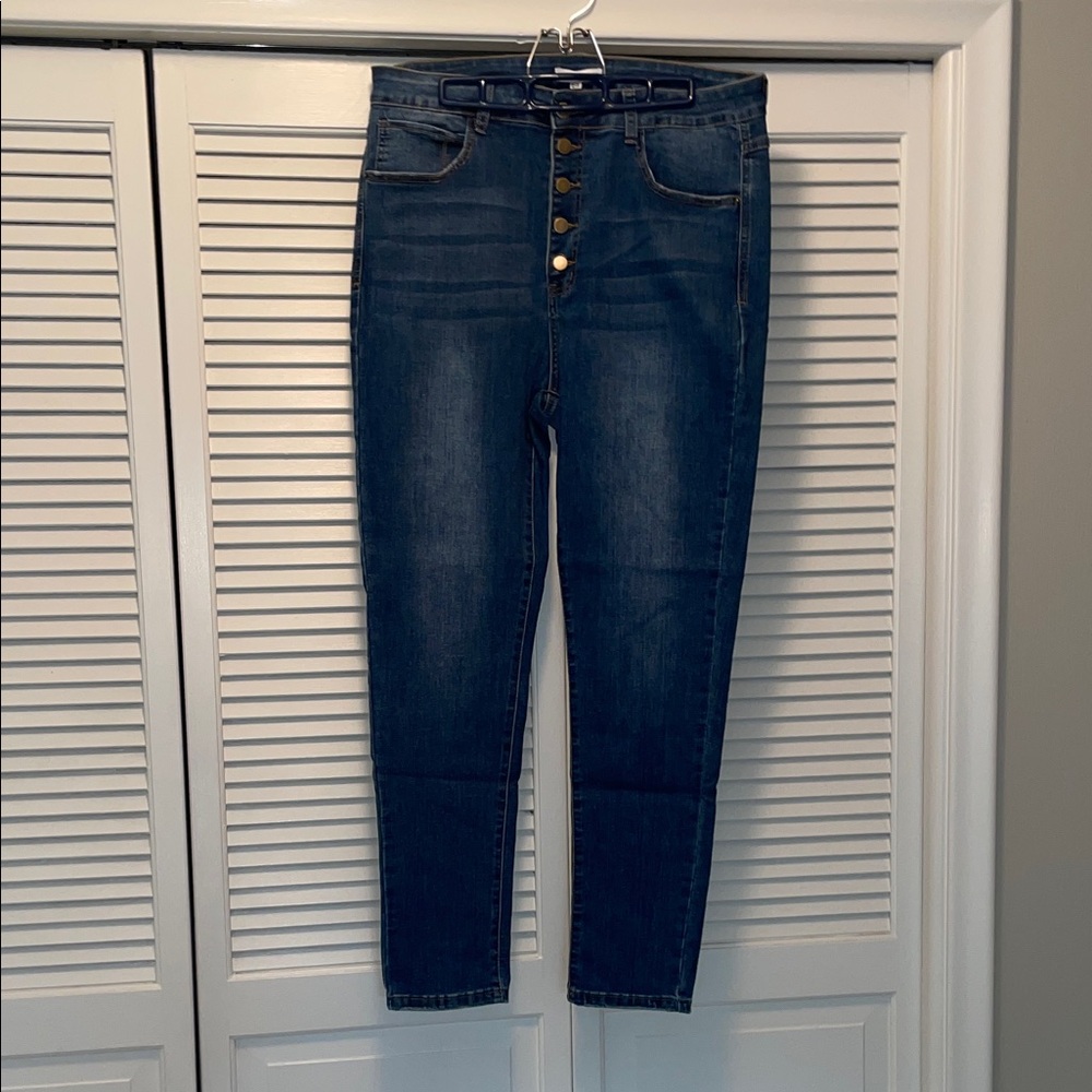 Abela Story + Co High Rise Denim Jeans with Button Detail, 16W